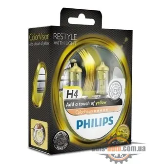 H4 PHILIPS COLORVISION YELLOW 12V 60_55W 12342CVPYS2 _желт._